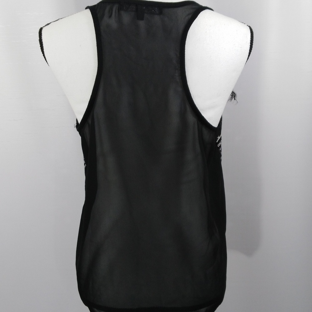 Almost Famous Sheer Sequin Tank Top Black Large - Picture 3 of 6